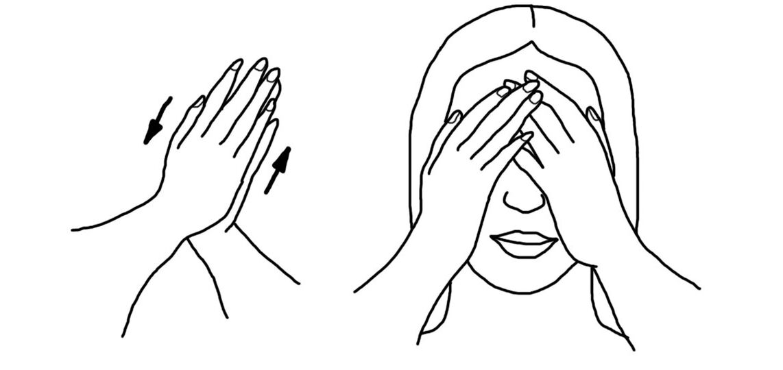 Palming é un exercicio popular para relaxar os músculos dos ollos.